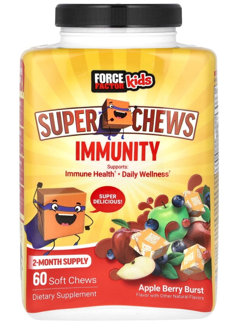 Force Factor Kids Super Chews Immunity Apple Berry Burst 60 Soft Chews