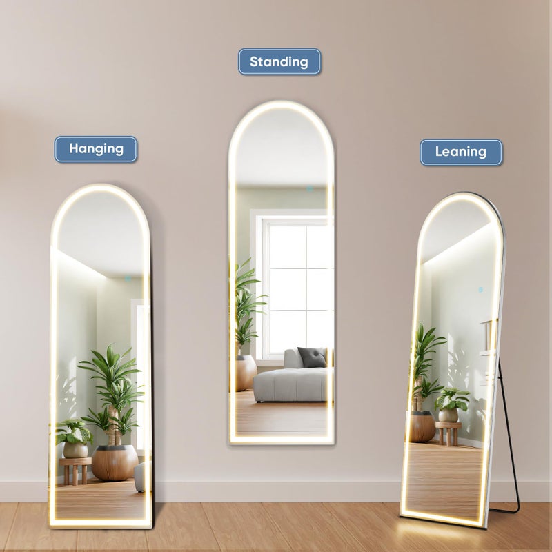 Aidoly 16"Ã—60" Arched LED Full Length Mirror with Stand, Full Body Wall-Mount Mirror with LED Lights 3 Color Lighting, Hanging or Leaning, Floor Standing, Modern Simple Home Wall Decor - Image 4