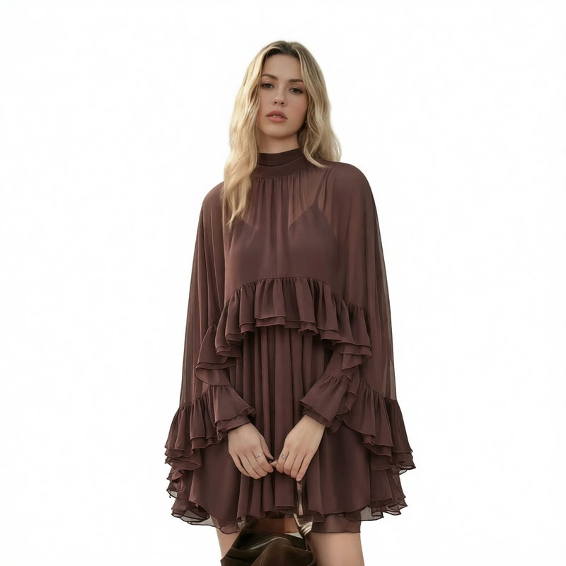 Elegant Chiffon Dress Set with Camisole Layering for Spring Summer - Image 1