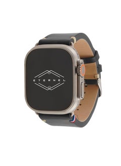 Apple Watch Band Compatible with Apple Watch Vintage Logan Black 42/44/45/49 mm Adapters Ultra (Titanium) - Full Grain Leather Handmade in France - Compatible with All Apple Watch
