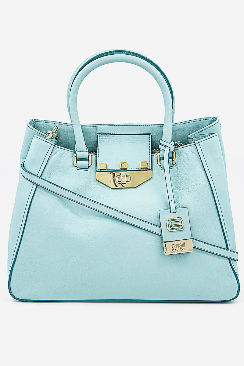 Cavalli Class Women Nappa Pop Satchels Bag 29 L x 25 H x 15 W cm, Turquoise - Image 1
