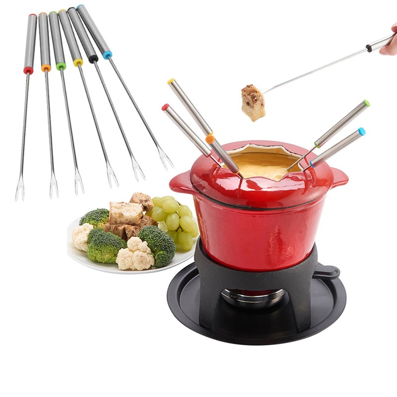6pcs/Set Stainless Steel Chocolate Cheese Dessert Fondue Pot Forks Kitchen Tool Tableware - Image 3