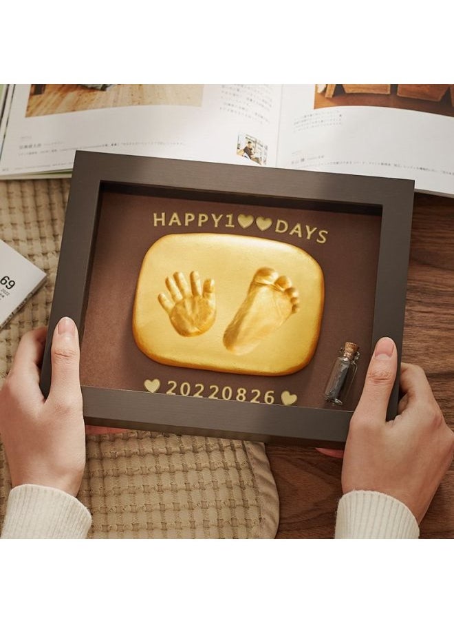 Baby One Year Old Hand Foot Ink Pad Baby Handprint Footprint Photo Frame Full Moon Hundred Days Fetal Hair Souvenir Newborn Gift-Color:❣12inch Strong Tiger (available Before 1 Year Old)❣-Specifications:❣Walnut Color❣  - Image 4