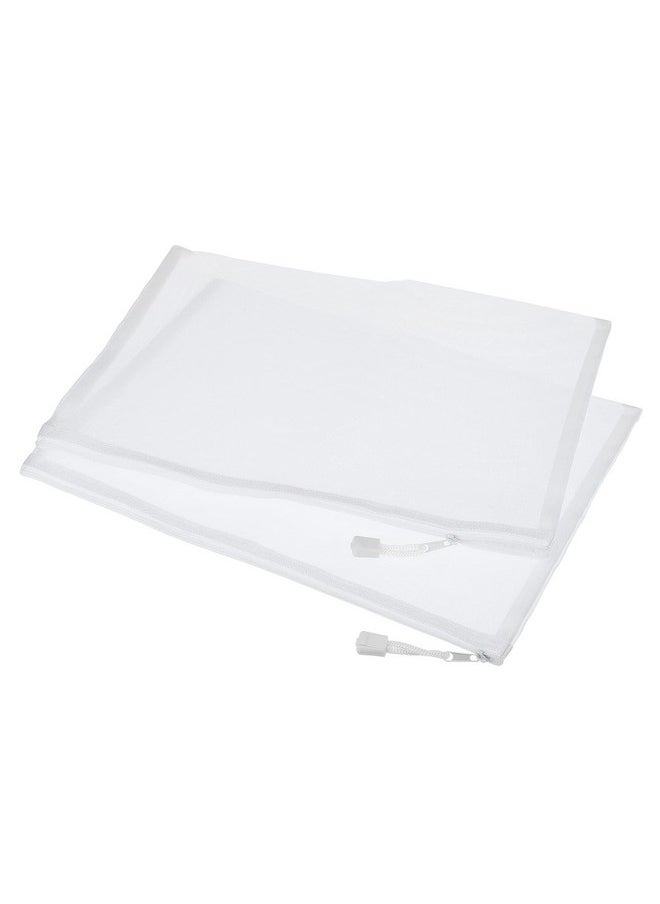 MECCANIXITY Mesh Zipper Bags, A4 Nylon Zip Pouch Pencil Case Storage Pockets For Travel Office Accessories, White Pack Of 6  - Image 1