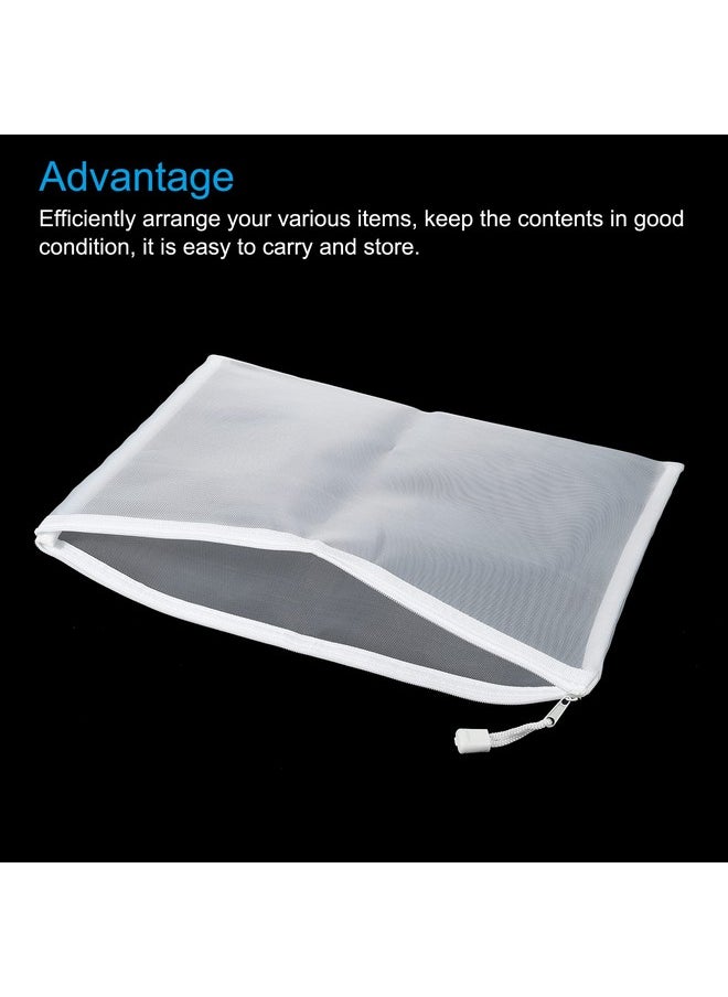 MECCANIXITY Mesh Zipper Bags, A4 Nylon Zip Pouch Pencil Case Storage Pockets For Travel Office Accessories, White Pack Of 6  - Image 3