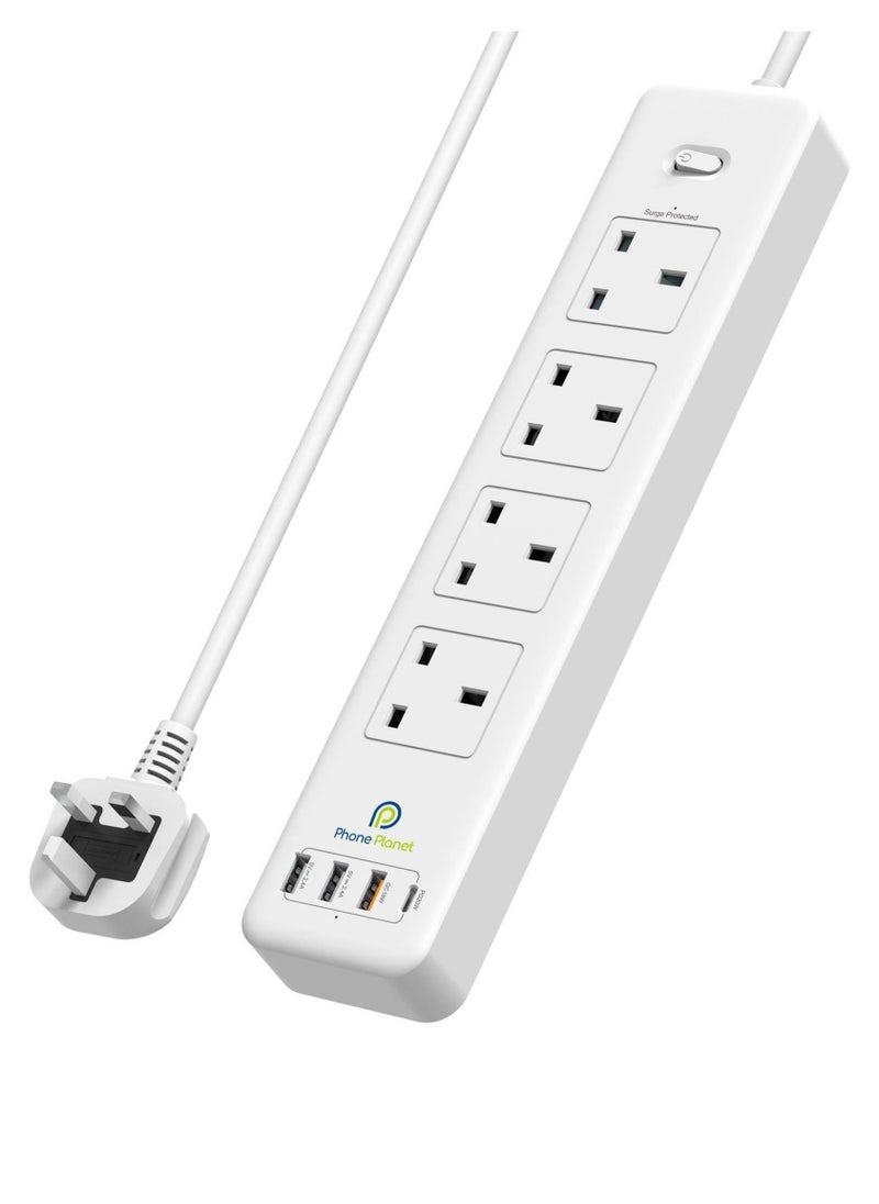 Phone Planet Power Extension With Master Switch 3 Meter 4 Sockets 3 USB 3250W  - Image 1