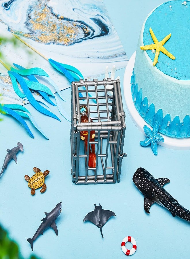 مجموعة تزيين الكيك والكب كيك من ميني إنفلات، 19 قطعة، بتصميم أسماك القرش، مثالية لتزيين حفلات أعياد ميلاد الأطفال، مجسمات أسماك القرش، زينة مستوحاة من مخلوقات البحر، أعواد تزيين الكب كيك بطابع المحيط، مناسبة لحفلات أعياد الميلاد وحفلات استقبال المولود. - Image 3