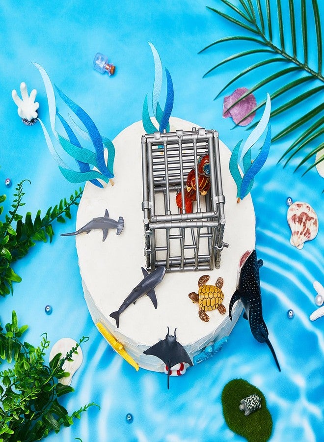مجموعة تزيين الكيك والكب كيك من ميني إنفلات، 19 قطعة، بتصميم أسماك القرش، مثالية لتزيين حفلات أعياد ميلاد الأطفال، مجسمات أسماك القرش، زينة مستوحاة من مخلوقات البحر، أعواد تزيين الكب كيك بطابع المحيط، مناسبة لحفلات أعياد الميلاد وحفلات استقبال المولود. - Image 4