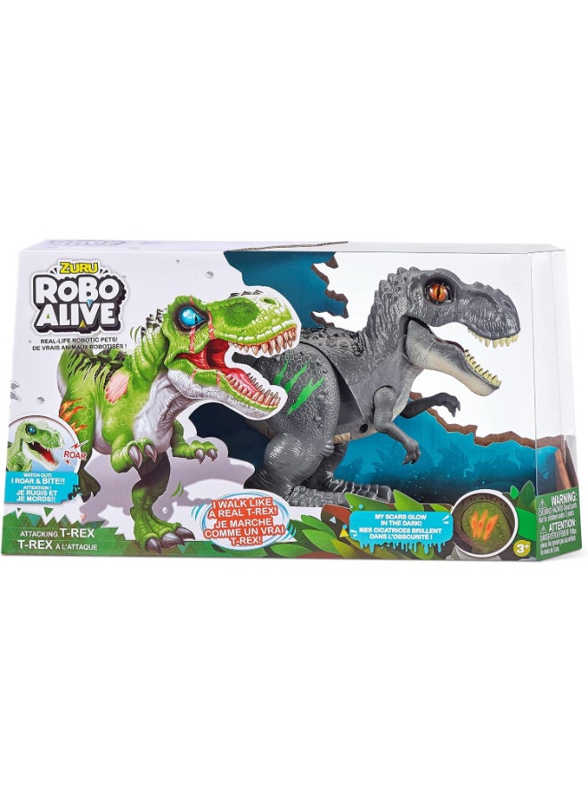Robo Alive Attacking Green T-Rex Battery-Powered Robotic Toy by Zuru, Dinosaur Toy, Birthday Gift For Boys 3 Years Old And Up - Image 5