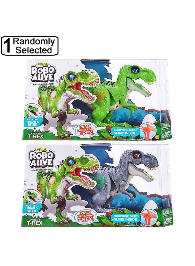 Robo Alive Attacking Green T-Rex Battery-Powered Robotic Toy by Zuru, Dinosaur Toy, Birthday Gift For Boys 3 Years Old And Up - Image 1