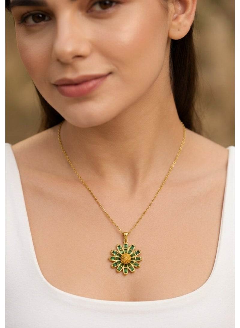 R.C.E Accessories Gold Plated Necklace - Golden Necklace for Women - Gold Necklace - Necklace for Women & Girls, Bloom Floral Pendant with Elegant Gold Plated Design for Everyday Style - Image 3