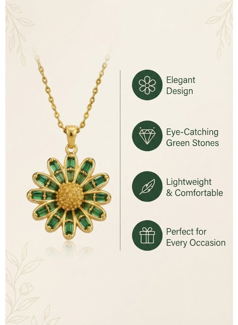 R.C.E Accessories Gold Plated Necklace - Golden Necklace for Women - Gold Necklace - Necklace for Women & Girls, Bloom Floral Pendant with Elegant Gold Plated Design for Everyday Style - Image 4