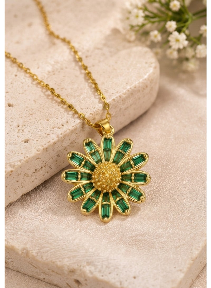 R.C.E Accessories Gold Plated Necklace - Golden Necklace for Women - Gold Necklace - Necklace for Women & Girls, Bloom Floral Pendant with Elegant Gold Plated Design for Everyday Style - Image 2