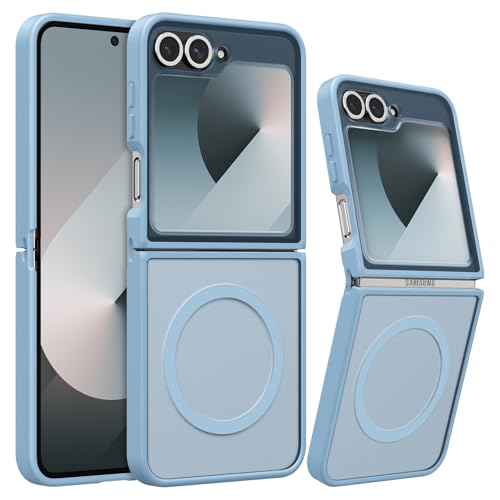 RALEAVO for Samsung Galaxy Z Flip 7 FEZ Flip 6 Case Strong Magnetic Case Compatible with Magsafe Slim Shockproof Protective Phone Cover with Translucent Hard BackBlue - Image 1