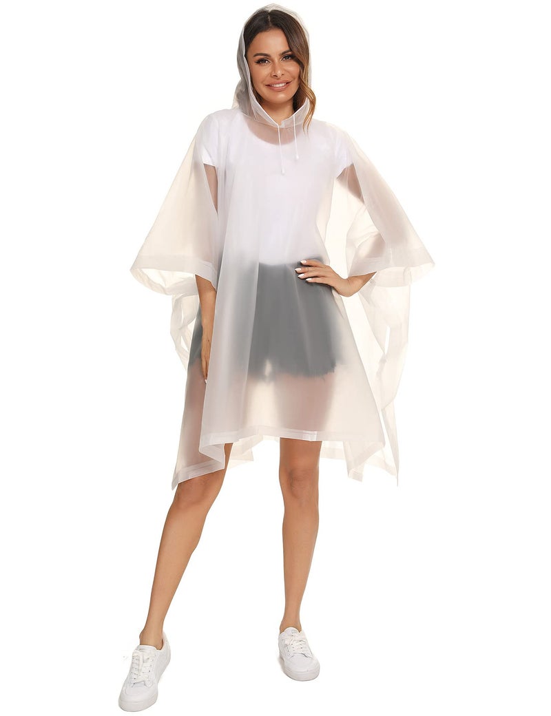 HOOMBOOM Unisex Rain Ponchos 2 Packs for Adults Waterproof Emergency Rain Coat White - Image 5