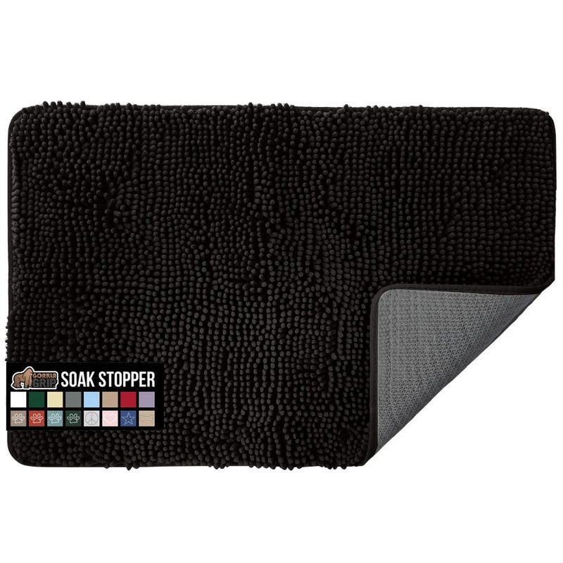 Gorilla Grip Gorilla Grip Soak Stopper Absorbent Chenille Indoor Doormat  Rubber Backing  Muddy Dog Paws Washable Mat  Quick Dry Microfiber Door Mat Inside Floor  Home D?cor Welcome Mats  60x36  Black 