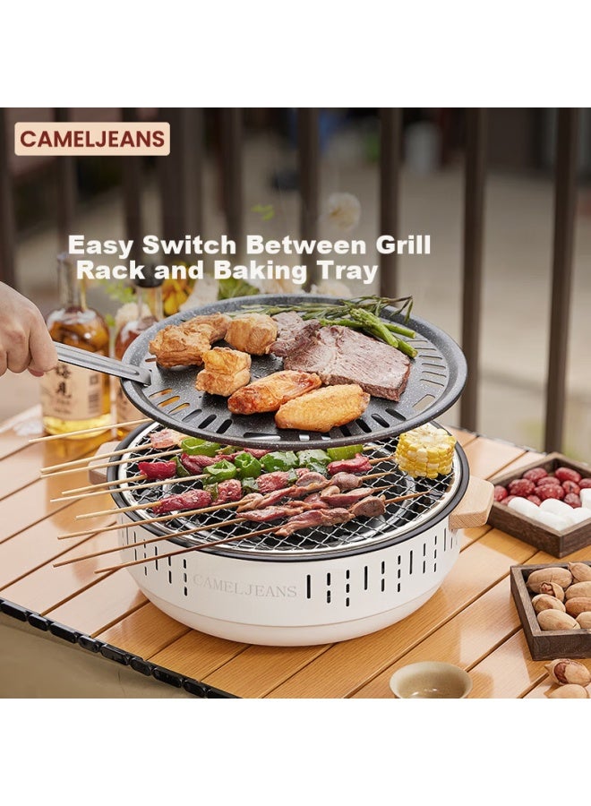 Cameljeans Complete Hot Pot And Tea Set Small Household Charcoal Bbq Grill Outdoor Patio 174bj35742 Off-white - Image 2