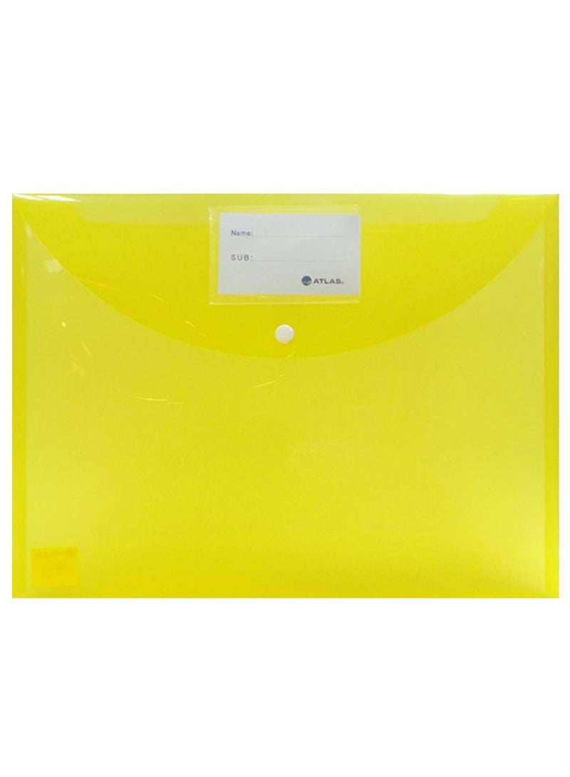 ATLAS Clear Document Bag Foolscap Size Yellow  - Image 1