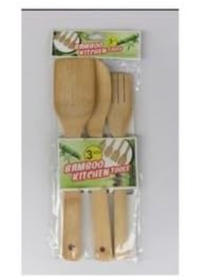 3-piece wooden kitchen set, wooden spoon, handmade wooden fork made from organic beech wood, kitchen set with solid natural wood spatula spoons, non-stick wooden spoon - Image 3
