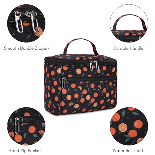 KUKLAR Polyester Waterproof Multifunctional Small Cosmetic Bag for Women, Makeup Bag for Travel, Cosmetic Bag Pouch,Makeup Organizer Perfectly Fit in Any Suitcase Or Big Bag(Black Fruit Print) - Image 3