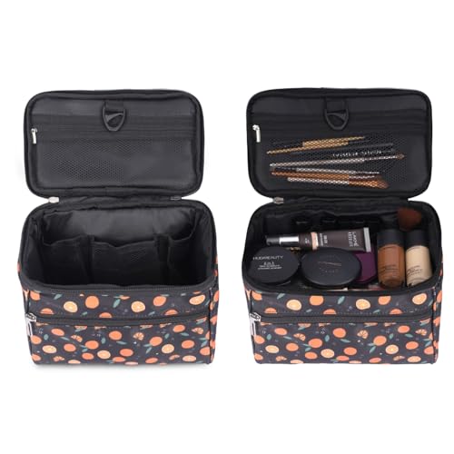 KUKLAR Polyester Waterproof Multifunctional Small Cosmetic Bag for Women, Makeup Bag for Travel, Cosmetic Bag Pouch,Makeup Organizer Perfectly Fit in Any Suitcase Or Big Bag(Black Fruit Print) - Image 4