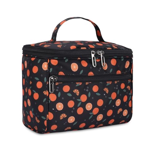 KUKLAR Polyester Waterproof Multifunctional Small Cosmetic Bag for Women, Makeup Bag for Travel, Cosmetic Bag Pouch,Makeup Organizer Perfectly Fit in Any Suitcase Or Big Bag(Black Fruit Print) - Image 2