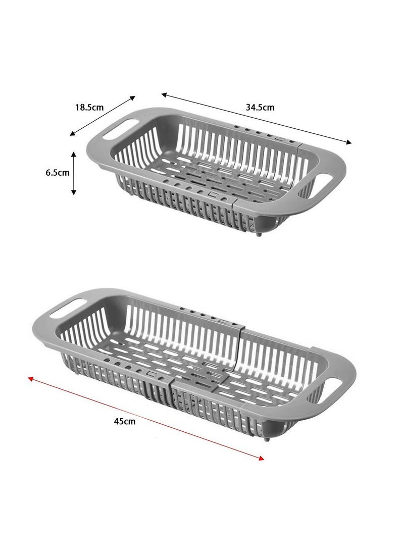 كابتن تيك Retractable Kitchen Colander Sink Basket for Fruits and Vegetables, Drainer Rack Adjustable Strainer Tray Above Sink Organiser (for Kitchen), Grey - Image 5