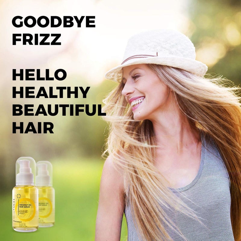 FOCUS Perfect Hair Coconut Oil Hair Serum - Natural Hair Oil Infused with Raw Virgin Olive Oil, Sweet Almond and Keratin - Smoothing Hair Oil for Frizzy, Dry & Damaged Hair - 50ml (1 Pack) - Image 4