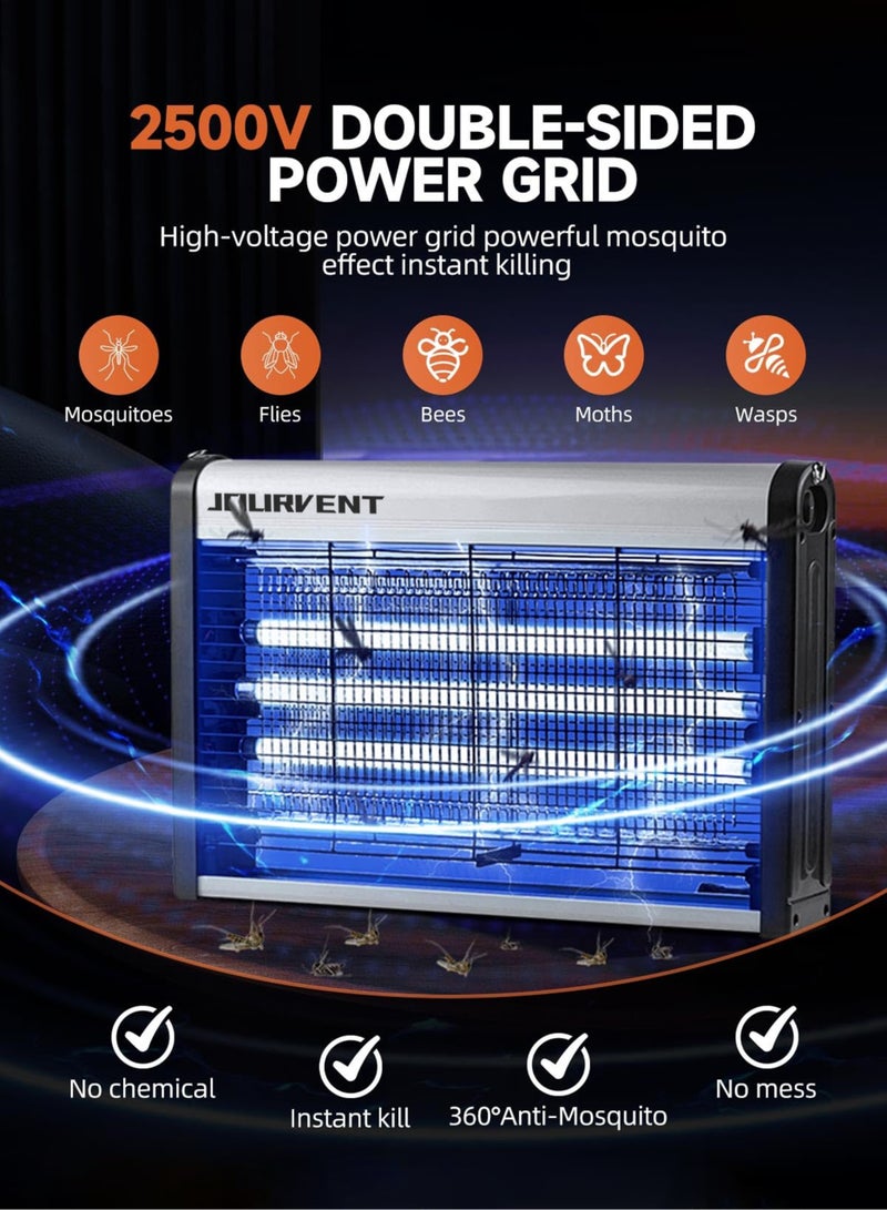 Jourvent 40W Electronic Fly Zapper Indoor, Fly Killer with 3 UVA Tubes, Dual-Grid Mosquito Zapper Electric, Easy to Clean, UV Mosquito Insect Killer Lamp Catcher for Home, Kitchen, Garden, Yard, Commercial Use - Image 2