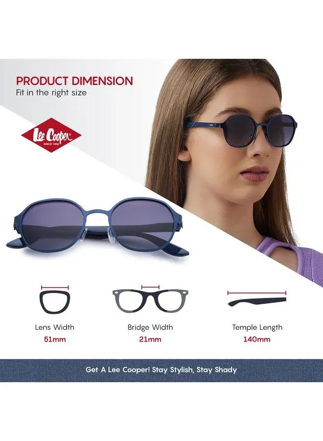 Lee Cooper Polarized Sunglasses Matte Blue Frame Gradient Grey Mirror Lens 51mm  - LC1211C03