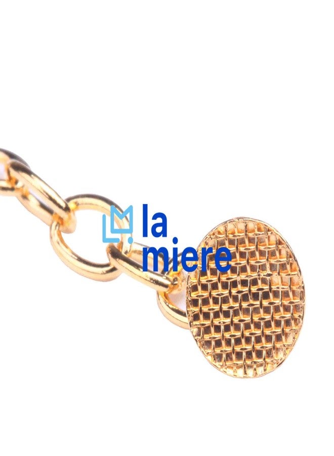 LA MIERE سلسلة أزرار لسانية ذهبية من لا ميري، قطعتان، مواد تقويم الأسنان، ربط مباشر، عروة دائرية - Image 2