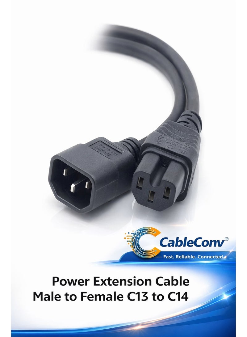 CABLE CONV Power Extension Cable Male to Female C13 to C14 1.5m | IEC C13 Female to C14 Male Power Cord Extension | Heavy Duty Computer / Server Power Cable - Image 1