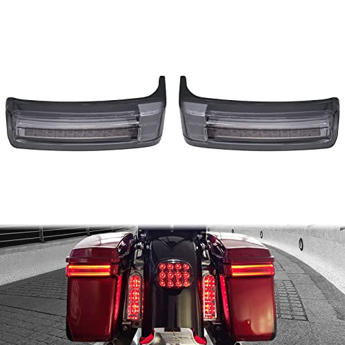 HDBUBALUS Motorcycle Saddlebag Tail Lights Run Brake LED Turn Signal Lamp Fit for Harley Touring Street Gilde Road Gilde Road King Electra Glide Ultra Limited 2014-2023 (Black Smoke) - Image 1