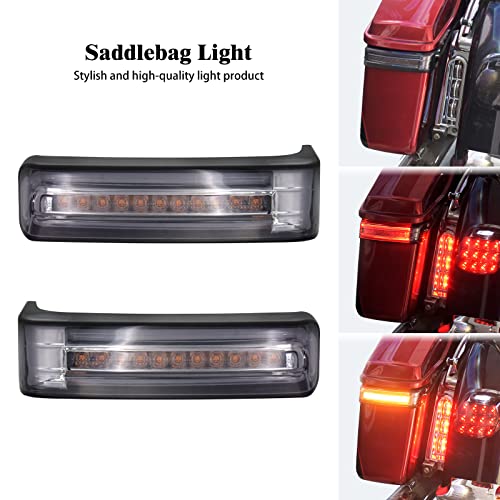 HDBUBALUS Motorcycle Saddlebag Tail Lights Run Brake LED Turn Signal Lamp Fit for Harley Touring Street Gilde Road Gilde Road King Electra Glide Ultra Limited 2014-2023 (Black Smoke) - Image 2