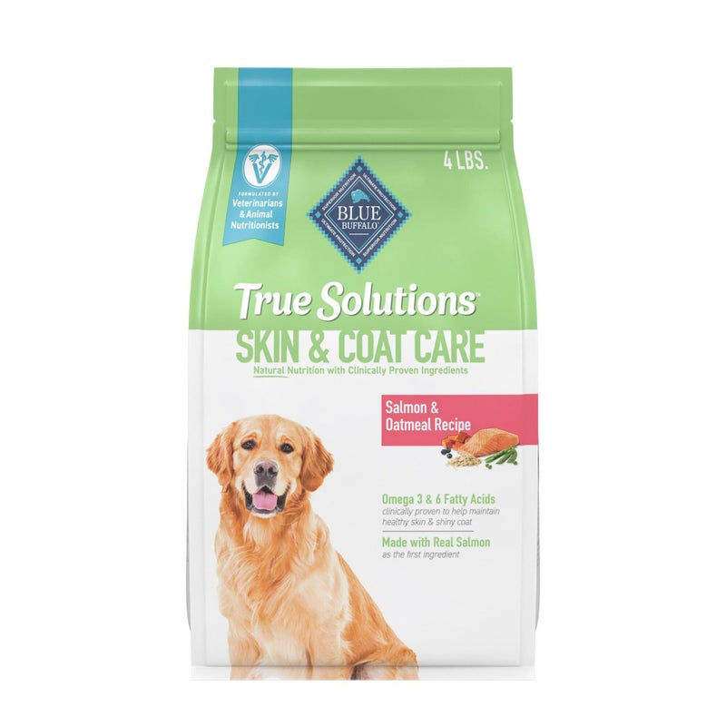Blue Buffalo True Solutions Skin & Coat Care Natural Dry Dog Food for Adult Dogs, Salmon, 4-lb. Bag - Image 1