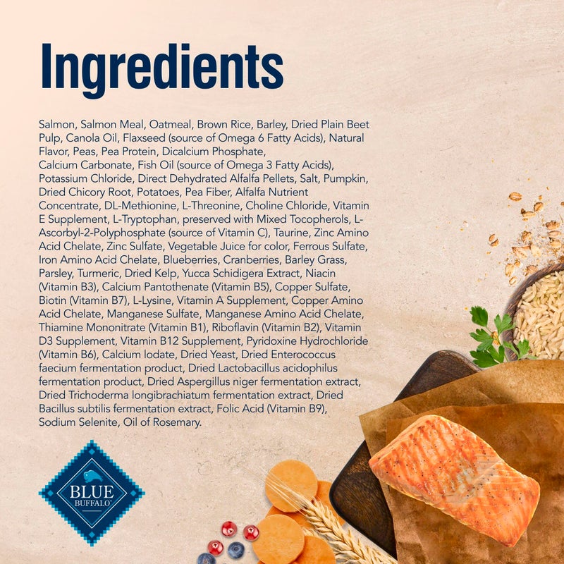 Blue Buffalo True Solutions Skin & Coat Care Natural Dry Dog Food for Adult Dogs, Salmon, 4-lb. Bag - Image 5