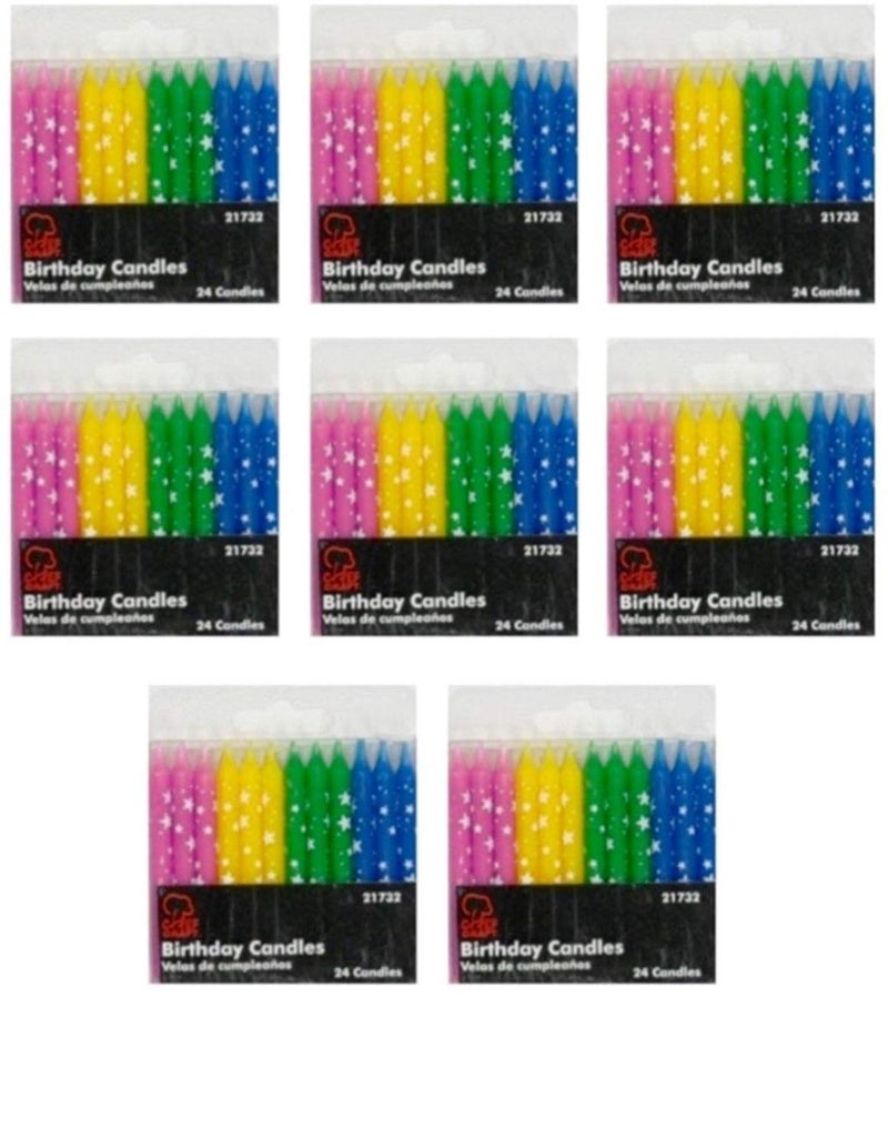Chef Craft Birthday Candles, Polka Dot Stars, Pack of 8 - Total of 192 Candles