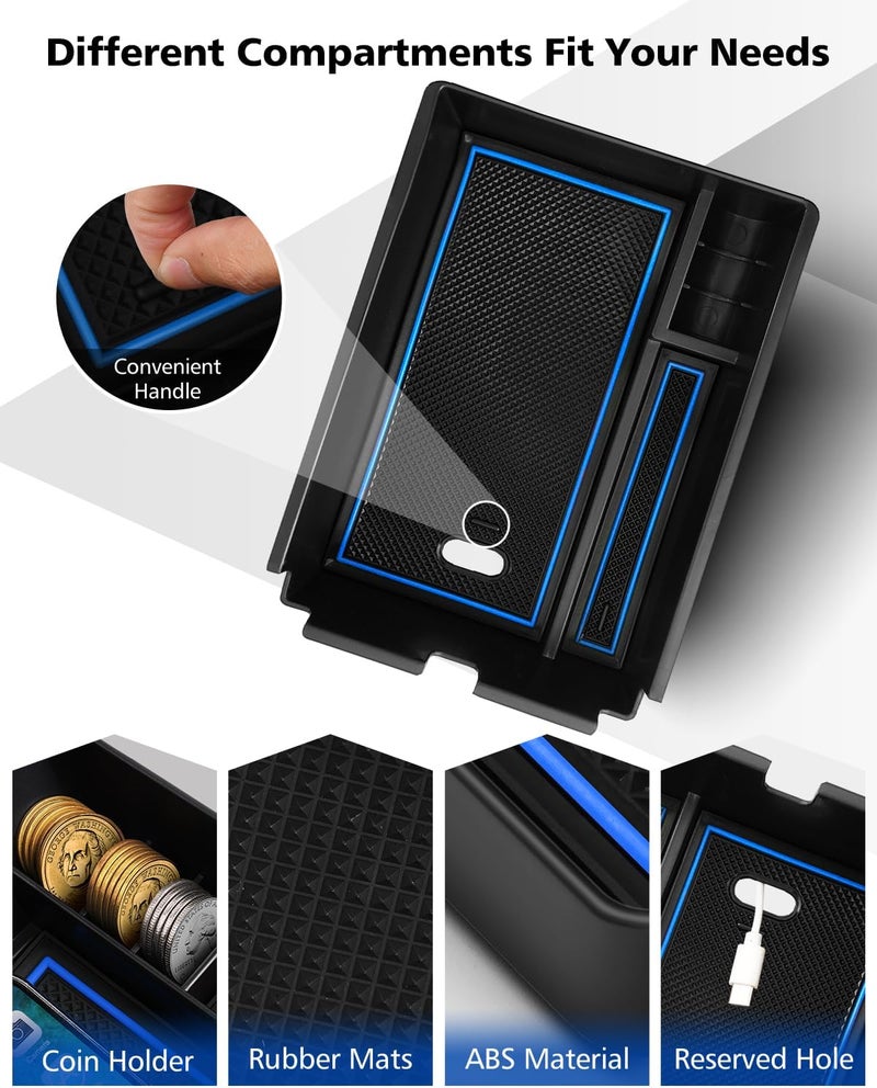 FIILINES Labor saving Compatible with Center Console Organizer 2023 Kia Sportage Fifth Generation Armrest Storage Box ABS Console Insert Tray Container 2023 NQ5 Kia Accessoies with Blue Mats and Black Mats All user affordable trusted quality - Image 4