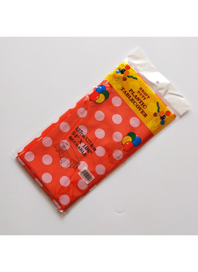 Generic Disposable Party Tablecloth PE Plastic Cloth Birthday Dessert Table Printing Dot Rectangular Tablecloth 137*274cm-Color:Orange White Dot-Specifications:137*274  - Image 1