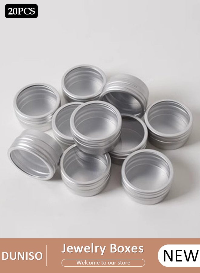 DUNISO 20Pcs  Aluminum Tin Jar with Clear Top Screw Lid Empty Round Beads Nail Diamond Accessories Storage Packaging Jar Mini Tin Container Organizer for Cosmetic Sample Small Jewelry DIY Craft Supplies - Image 1