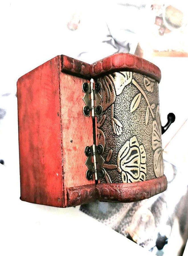 Markeny 4 Styles Pattern Wooden Rings Case Box Little Treasure Chest Vintage Handmade Box with Mini Metal Lock for Storing Jewelry Treasure Pearl - Image 5