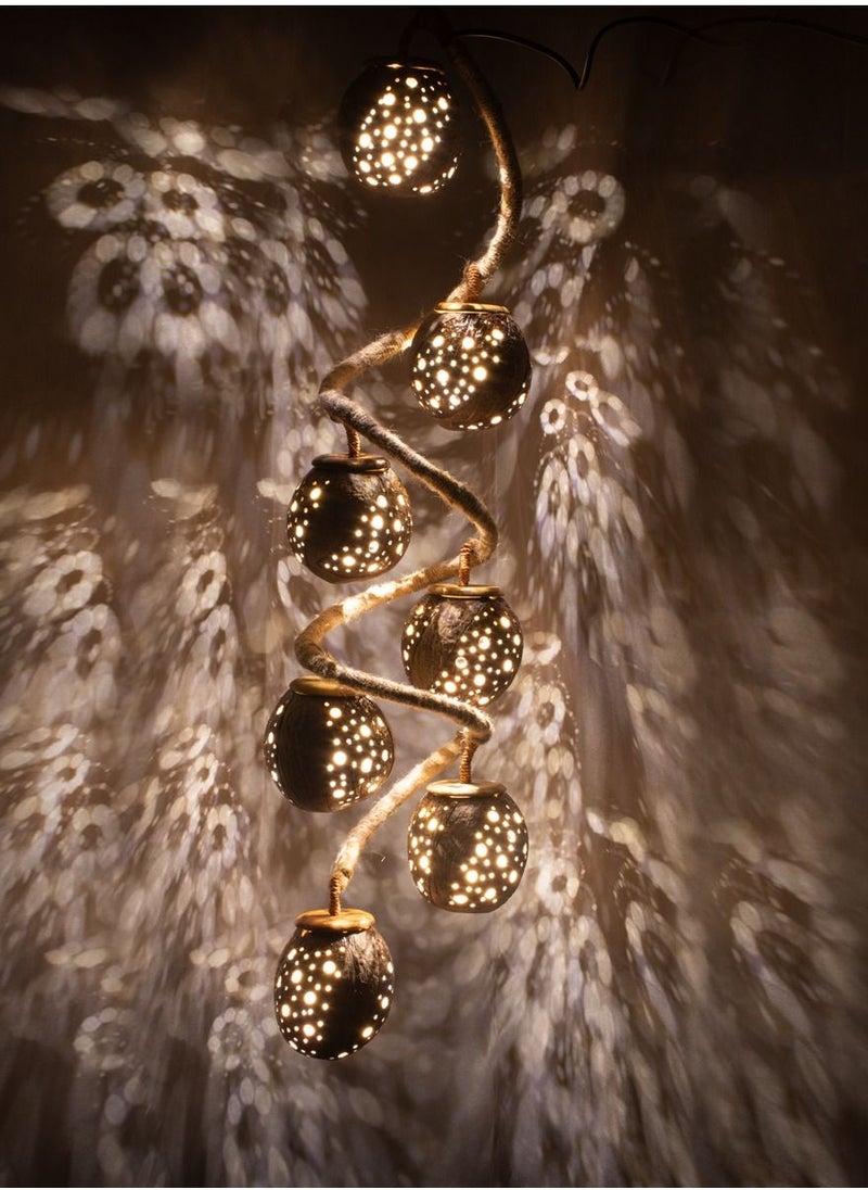 N & H 7 Balls Polka Dots Design Coconut Shell Ceiling Lights  - Image 1