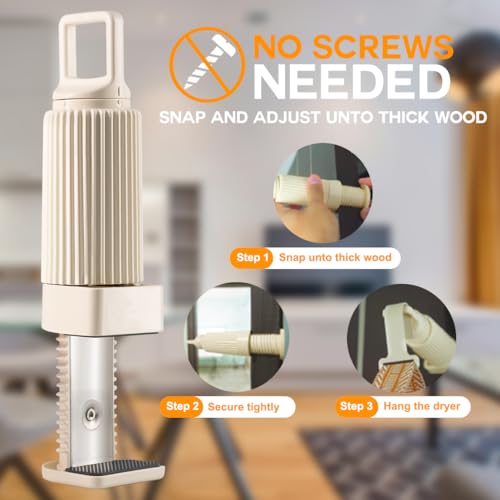 MOJOCO Portable Clothes Dryer Hanger - Adjustable Clothes Dryer Hanging Rod with Anti Slip -Easy to Install in Doors, Cabinet, Bedroom, Bathroom - Compact Dryer Hanger for Camping, Travel, RV - Image 2