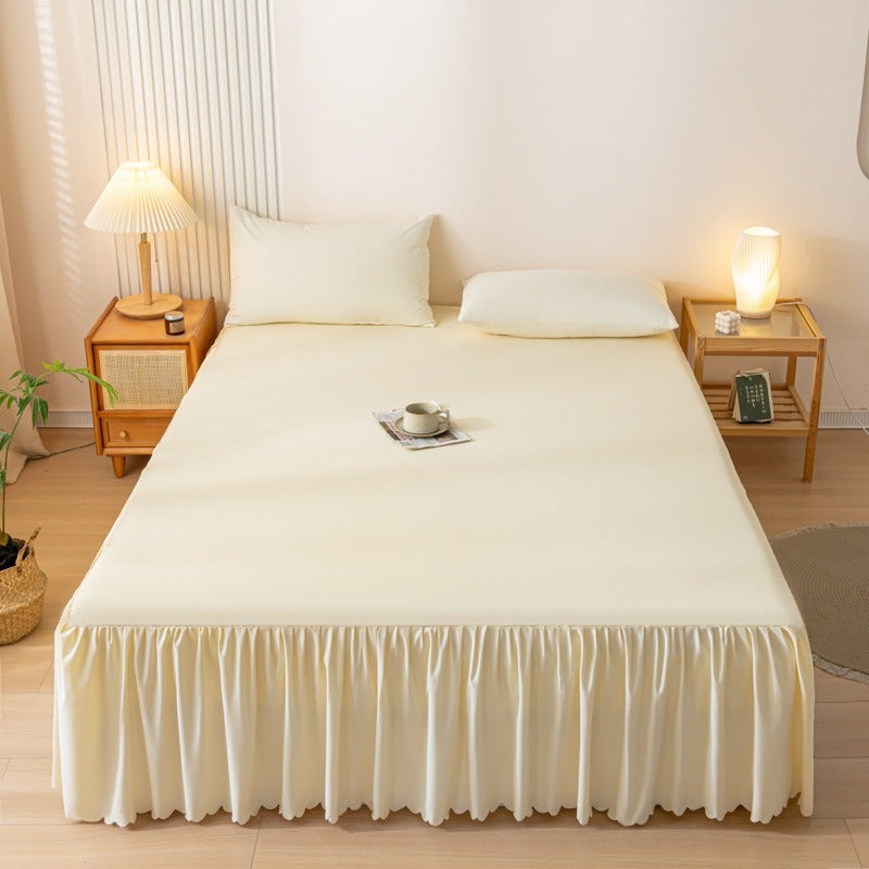 Fan Yu غطاء سرير سفلي بقصّة ملائمة مع دانتيل مانع للانزلاق، واقي للغبار والاتساخ، مقاس 1.5 متر و1.8 متر، يصل إلى الأرض - Image 1