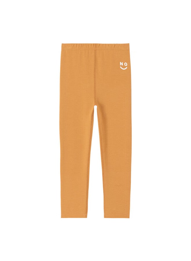 Dingguagua Children's Thermal Pants, Double-sided Thin Fleece, Single Pair For Inner Wear, Autumn And Winter Style, Girls' Long Johns, Baby Leggings, Orange, Size 160