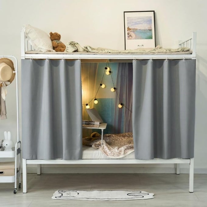 BOTTOM BUNK BED CURTAINS SOLID COLOR THICKENED BLACKOUT CURTAINS CANOPY LOFT BEDROOM PRIVACY CURTAINS FOR STUDENT DORMITORIES SINGLE BEDS