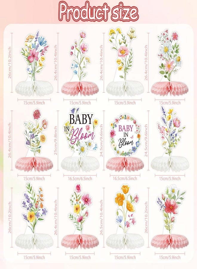 Tarklanda Baby in Bloom Baby Shower Honeycomb Centerpieces 12Pcs Spring Floral Table Topper Honeycomb Decorations for Birthday Wedding Party Gender Reveal Supplies - Image 5