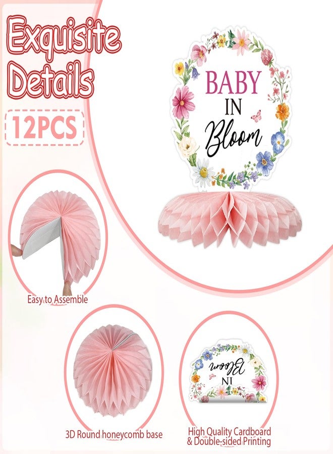 Tarklanda Baby in Bloom Baby Shower Honeycomb Centerpieces 12Pcs Spring Floral Table Topper Honeycomb Decorations for Birthday Wedding Party Gender Reveal Supplies - Image 3