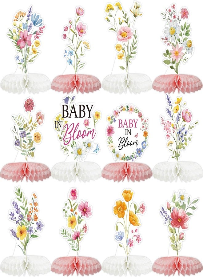 Tarklanda Baby in Bloom Baby Shower Honeycomb Centerpieces 12Pcs Spring Floral Table Topper Honeycomb Decorations for Birthday Wedding Party Gender Reveal Supplies - Image 1