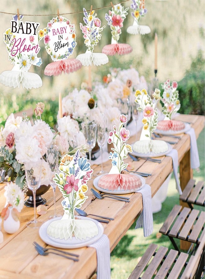 Tarklanda Baby in Bloom Baby Shower Honeycomb Centerpieces 12Pcs Spring Floral Table Topper Honeycomb Decorations for Birthday Wedding Party Gender Reveal Supplies - Image 2